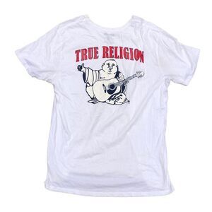 VINTAGE True Religion Shirt XXL BUDDHA LOGO CREW White